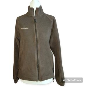 Columbia Brown Fleece Zip Up Sweater Jacket size Small